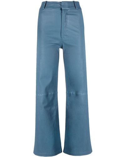 Arma Cropped Leather Trousers - Blue