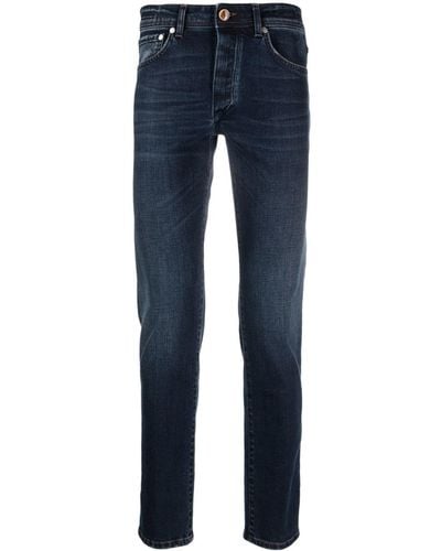Barba Napoli Slim-Fit-Jeans mit Logo-Patch - Blau