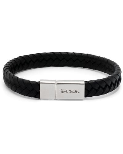 Paul Smith Braided Leather Bracelet - Zwart
