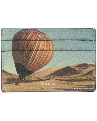 Paul Smith Signature Stripe Balloon-Print Leather Cardholder - Gray