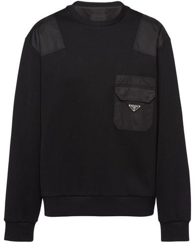 Prada Triangle-logo Panelled Sweatshirt - Black