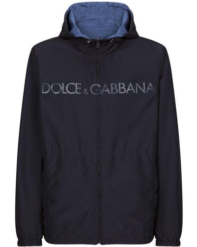 Dolce & Gabbana Parka réversible à logo imprimé - Bleu