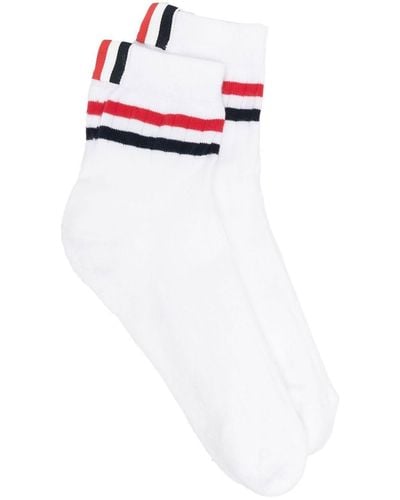 Thom Browne Gestreifte Socken aus geripptem Strick - Weiß