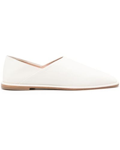 Emporio Armani Square-toe leather slippers - Bianco