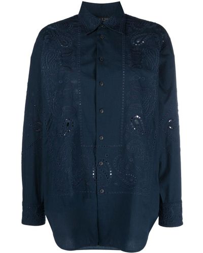 Rag & Bone Camisa con bordado de cachemira - Azul