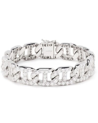 Leo Pizzo Bracelet Her Gourmette en or blanc 18ct orné de diamants