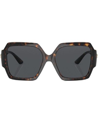 Versace Tortoiseshell-effect Oversize-frame Sunglasses - Black