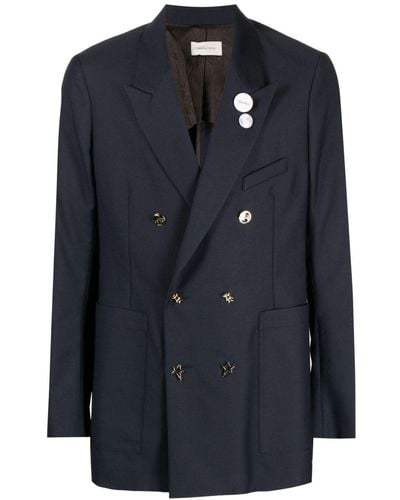 BED j.w. FORD Double-breasted Wool Blazer - Blue