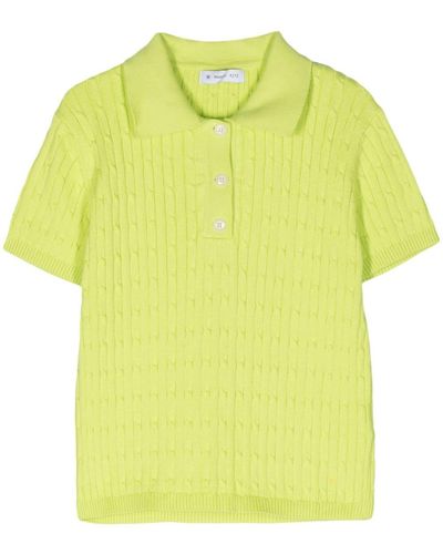 Manuel Ritz Short-sleeve Cable-knit Polo Shirt - Yellow