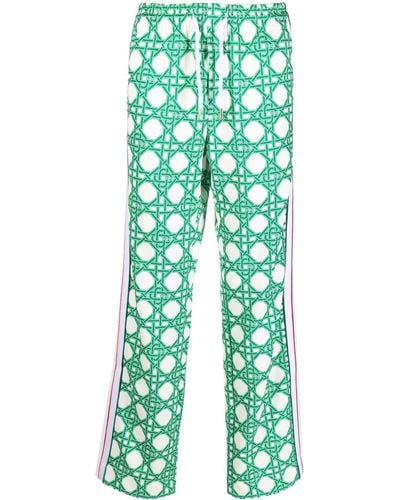 Casablanca Monogram-print Straight-leg Trousers - Green