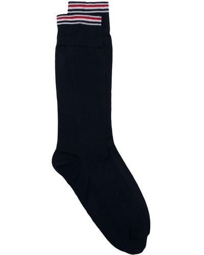 Thom Browne Mid-calf Stripe Trim Socks - Blue