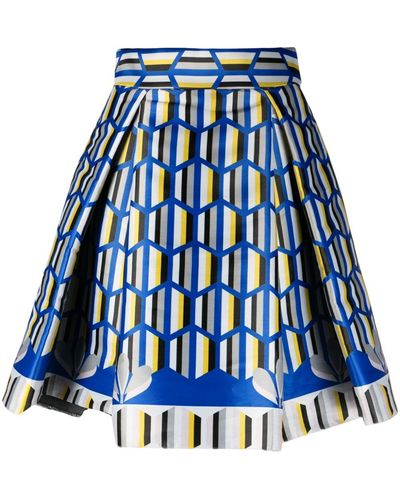 Gemy Maalouf Graphic-print Pleated Miniskirt - Blue