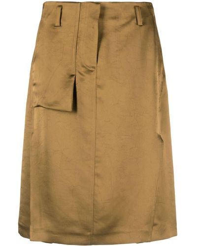 Victoria Beckham Satin Midi Skirt - Natural