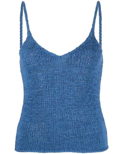 Roberto Collina V-neck Knitted Top - Blue
