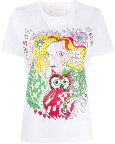 La DoubleJ T-shirt imprimé Goddess Athena Placed - Blanc
