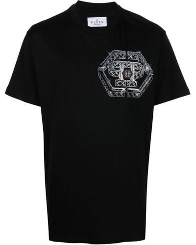 Philipp Plein T-shirt à logo Hexagon imprimé - Noir