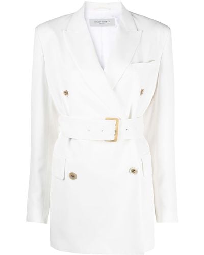 Golden Goose Double-breasted Belted Blazer - White