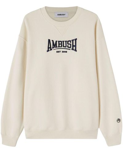 Ambush Logo-embroidered Organic-cotton Sweatshirt - White