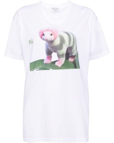 Collina Strada T-Shirt mit grafischem Print - Weiß