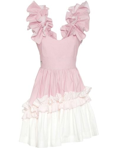 Philipp Plein Ruffled Cotton Mini Dress - Pink