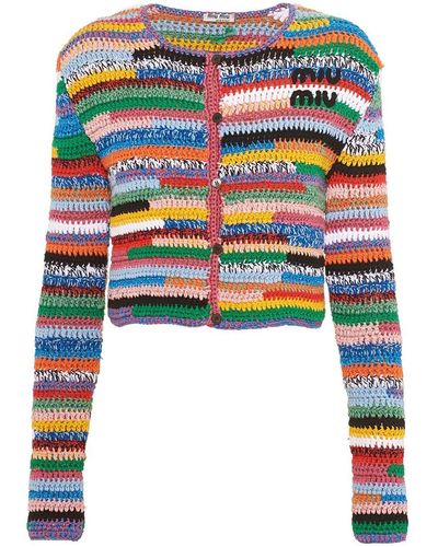 Miu Miu Cropped Crochet Cardigan - Multicolor