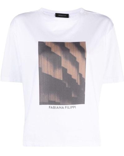 Fabiana Filippi T-shirt en coton à imprimé graphique - Blanc