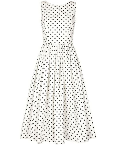 Dolce & Gabbana Polka-dot Cotton Midi Dress - White