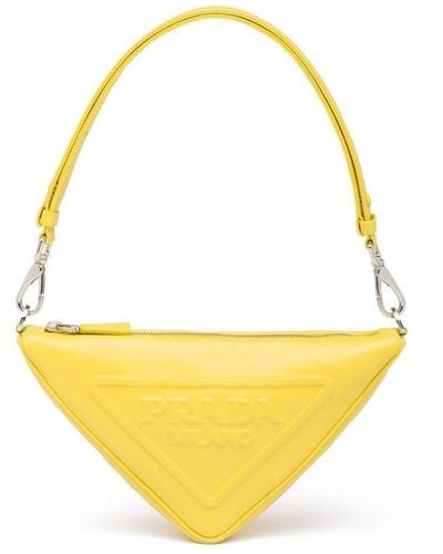 Prada Triangle Leather Mini Bag - Yellow