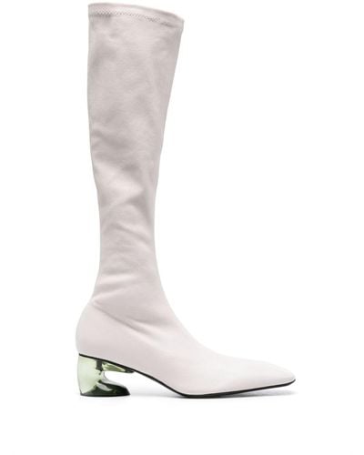 Jil Sander Translucent-heel Leather Boots - White