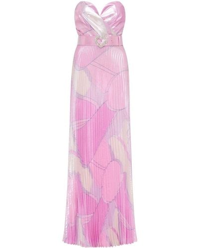 Rebecca Vallance Samar Graphic-print Pleated Gown - Pink