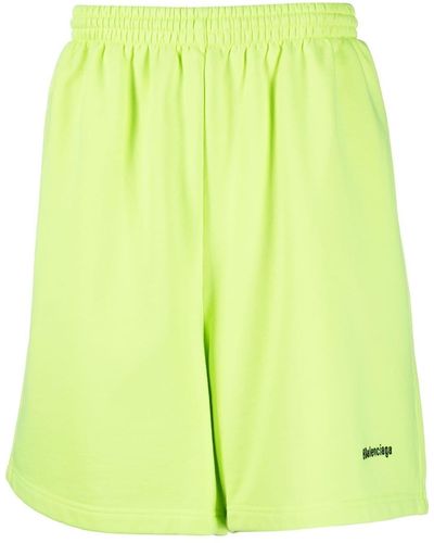 Balenciaga Pantalones cortos de deporte con logo - Amarillo