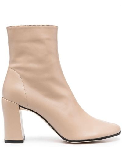 BY FAR Vlada 80mm Leather Ankle Boots - Natural