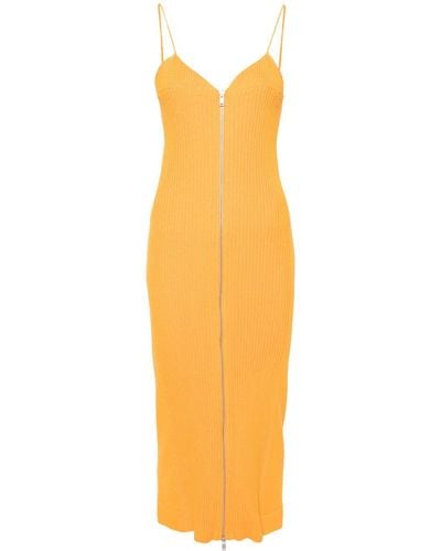 Jil Sander Knitted Zip-up Dress - Orange