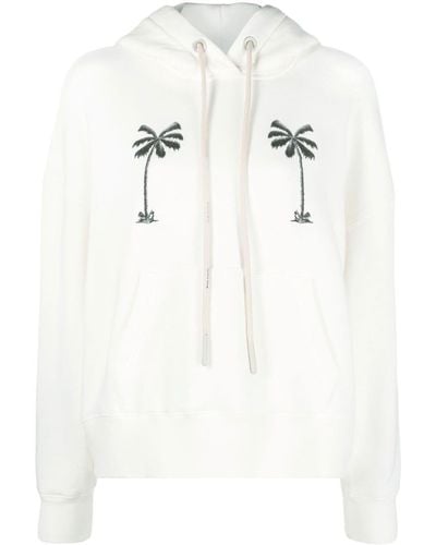 Palm Angels Graphic-print Cotton Hoodie - White