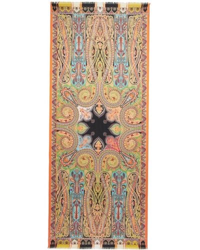 Etro Paisley-print Rectangle-shape Scarf - Orange