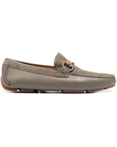 Ferragamo Front 4 Suede Loafers - Gray