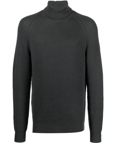 Ballantyne Ribbed Knit Cashmere Sweater - Gray