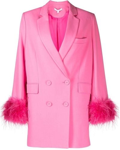 Rachel Gilbert Kleid im Blazer-Look mit Federn - Pink