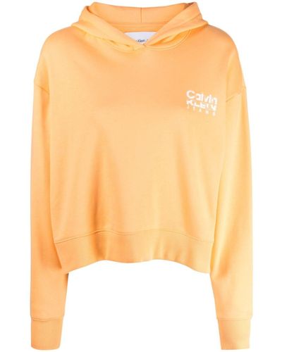 Calvin Klein Logo-print Cotton Hoodie - Yellow