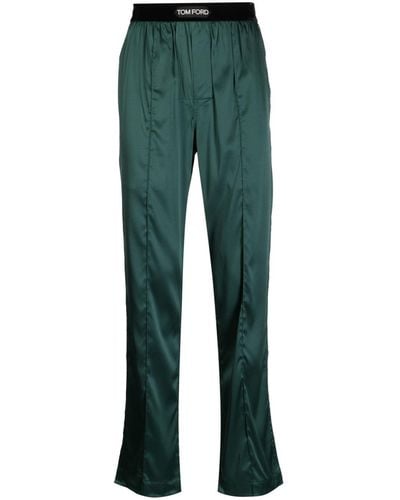 Tom Ford Pantaloni con banda logo - Verde