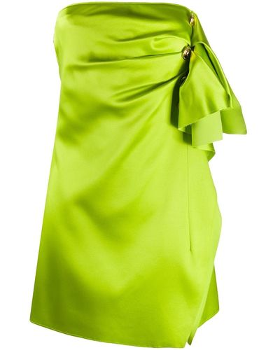 Versace Button Detail Draped Mini Dress - Green