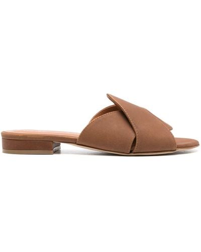 Via Roma 15 Twisted-straps Leather Slides - Brown