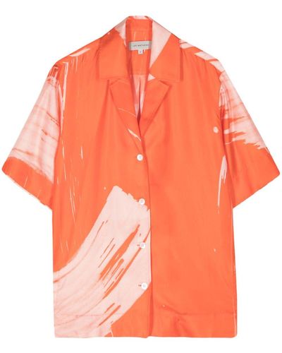 Lee Mathews Pip Painterly-print Shirt - オレンジ