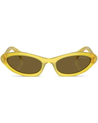 Miu Miu Gafas de sol con montura oval - Amarillo