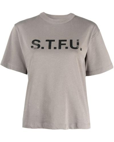 Heron Preston T-shirt en coton à slogan imprimé - Gris