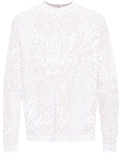 Roberto Cavalli Tiger-motif Jacquard Sweater - White