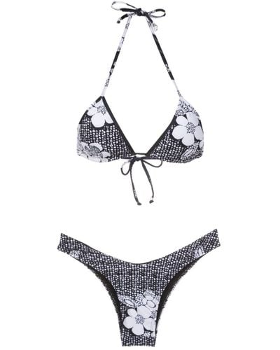 Amir Slama Floral-print Bikini Set - Metallic