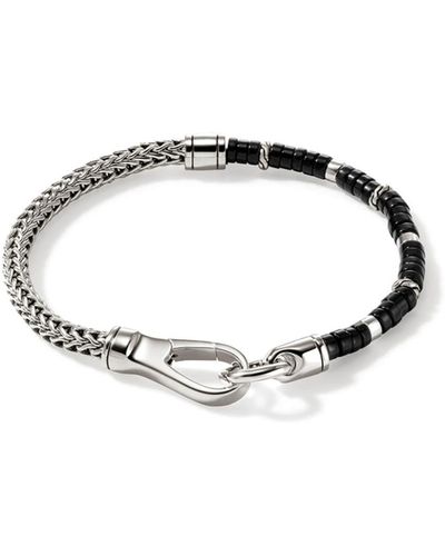 John Hardy Sterling Silver Black Onyx Heishi Bracelet - Metallic