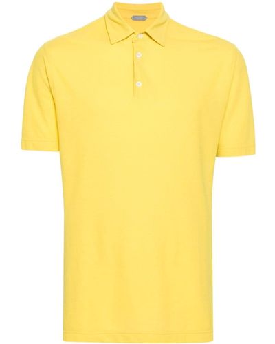 Zanone Fine-knit Cotton Polo Shirt - Yellow