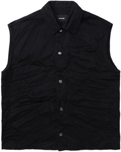 we11done Press-stud Cotton-blend Vest - Black